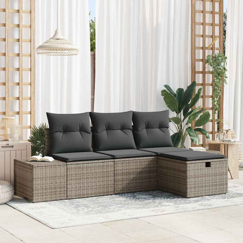 Gartensofa-set 4 stk. Poly-Rattan