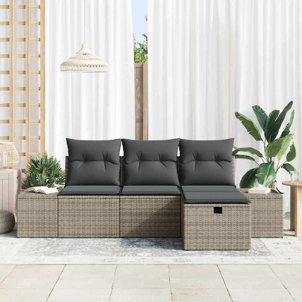 Gartensofa-set 4 stk. Poly-Rattan