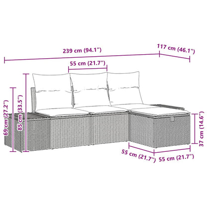 Gartensofa-set 4 stk. Poly-Rattan