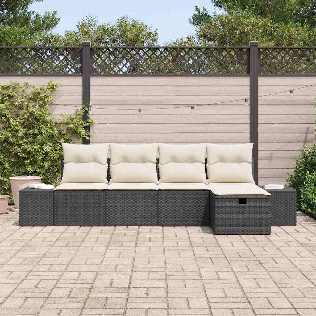 Gartensofa-set mit Kissen 5 pcs Poly-Rattan