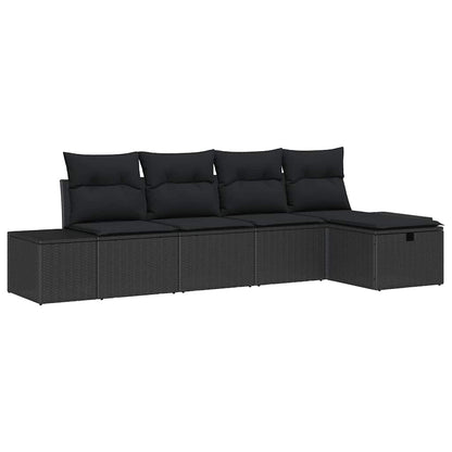 Gartensofa-set 5 stk. Schwarz Poly-Rattan