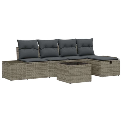 Gartensofa-set 6 stk. Grau Poly-Rattan