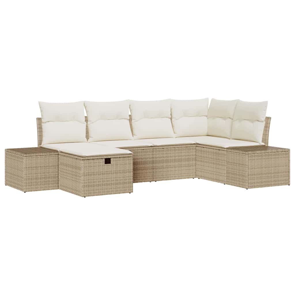 Gartensofa-set 6 stk. Beige Poly-Rattan