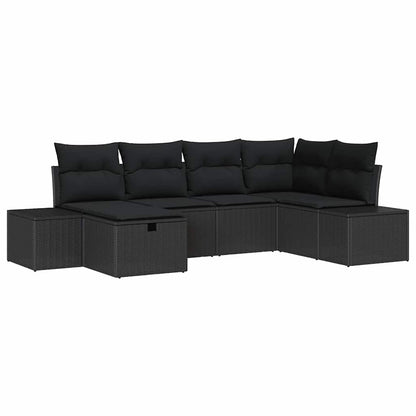 Gartensofa-set 6 stk. Schwarz Poly-Rattan