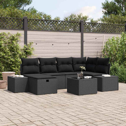 Gartensofa-set 7 stk. Schwarz Poly-Rattan