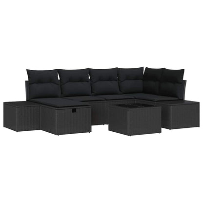 Gartensofa-set 7 stk. Schwarz Poly-Rattan