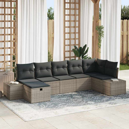 Gartensofa-set 7 stk. Grau Poly-Rattan