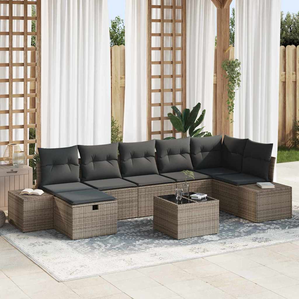Gartensofa-set 8 stk. Grau Poly-Rattan