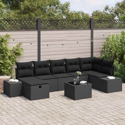 Gartensofa-set 8 stk. Schwarz Poly-Rattan