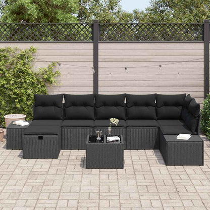 Gartensofa-set 8 stk. Schwarz Poly-Rattan