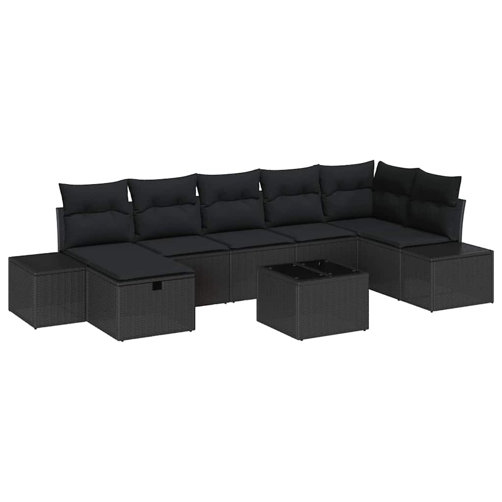 Gartensofa-set 8 stk. Schwarz Poly-Rattan