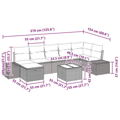 Gartensofa-set 8 stk. Schwarz Poly-Rattan