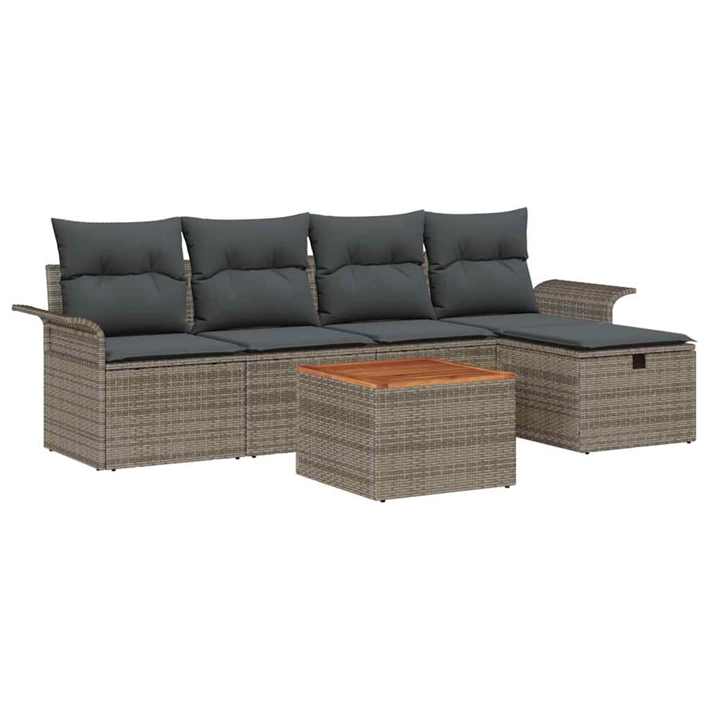 Gartensofa-set 6 stk. Grau Poly-Rattan