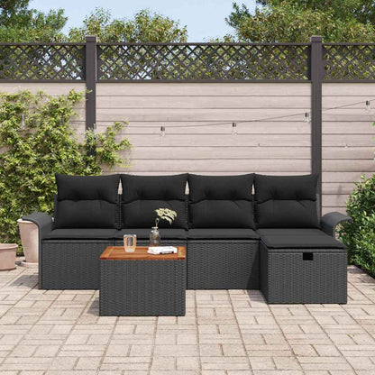 Gartensofa-set 6 stk. Schwarz Poly-Rattan