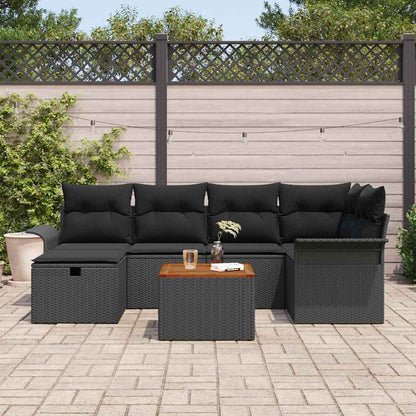 Gartensofa-set 7 stk. Schwarz Poly-Rattan