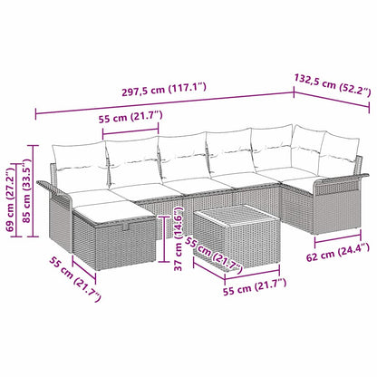 Gartensofa-set 8 stk. Grau Poly-Rattan