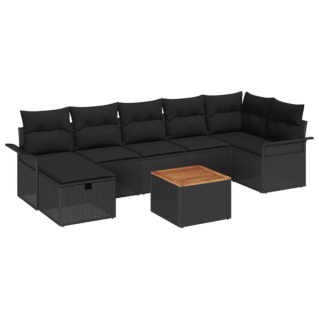 Gartensofa-set 8 stk. Schwarz Poly-Rattan