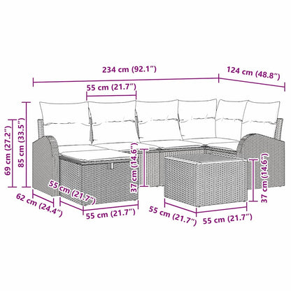 Gartensofa-set 7 stk. Schwarz Poly-Rattan