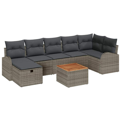 Gartensofa-set 8 stk. Grau Poly-Rattan