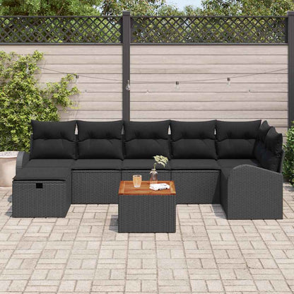 Gartensofa-set 8 stk. Schwarz Poly-Rattan