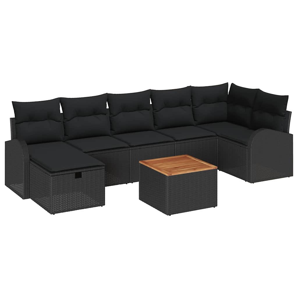 Gartensofa-set 8 stk. Schwarz Poly-Rattan