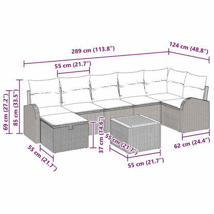 Gartensofa-set 8 stk. Schwarz Poly-Rattan