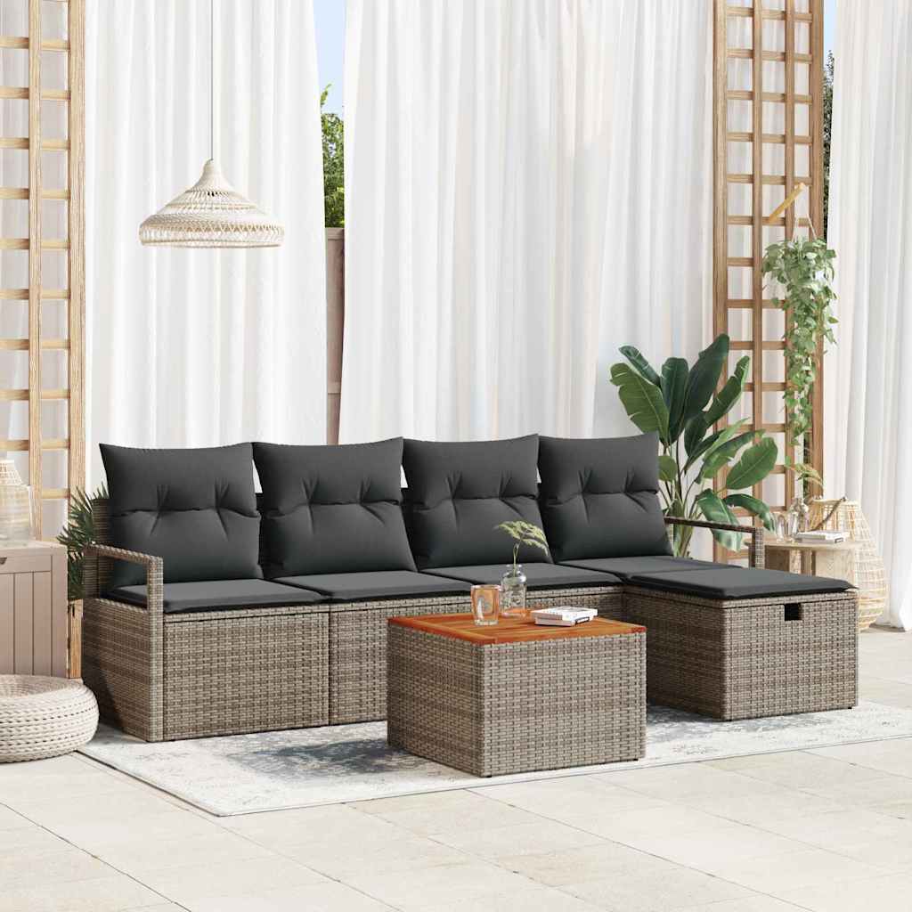 Gartensofa-set 6 stk. Grau Poly-Rattan
