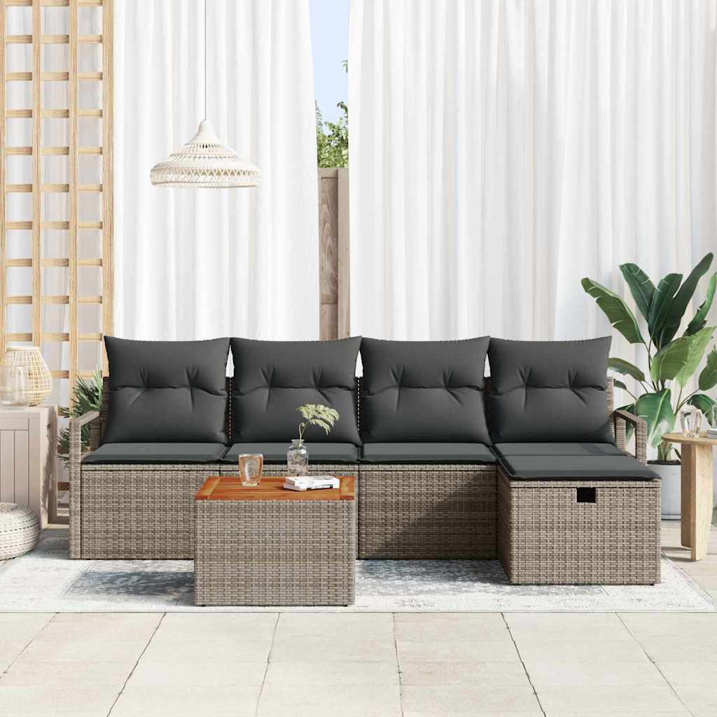 Gartensofa-set 6 stk. Grau Poly-Rattan
