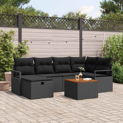Gartensofa-set 7 stk. Schwarz Poly-Rattan
