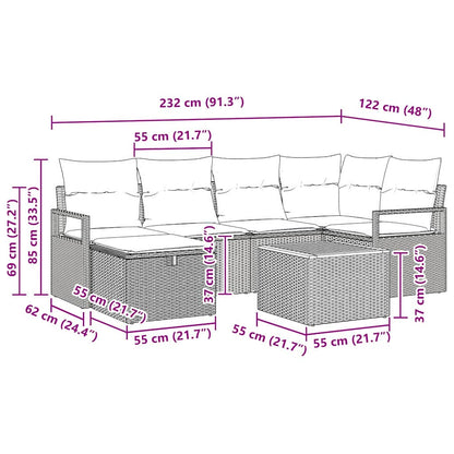 Gartensofa-set 7 stk. Schwarz Poly-Rattan