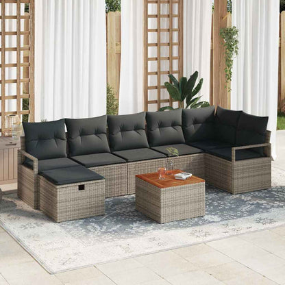 Gartensofa-set 8 stk. Grau Poly-Rattan