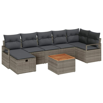 Gartensofa-set 8 stk. Grau Poly-Rattan
