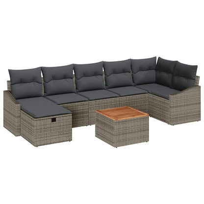 Gartensofa-set 8 stk. Grau Poly-Rattan