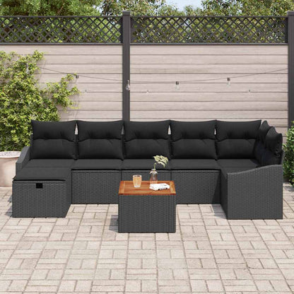 Gartensofa-set 8 stk. Schwarz Poly-Rattan
