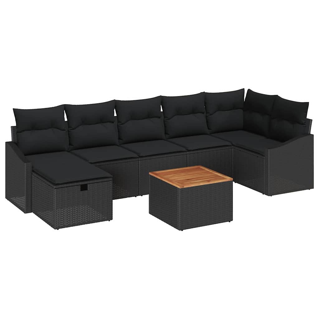 Gartensofa-set 8 stk. Schwarz Poly-Rattan