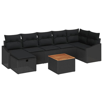 Gartensofa-set 8 stk. Schwarz Poly-Rattan