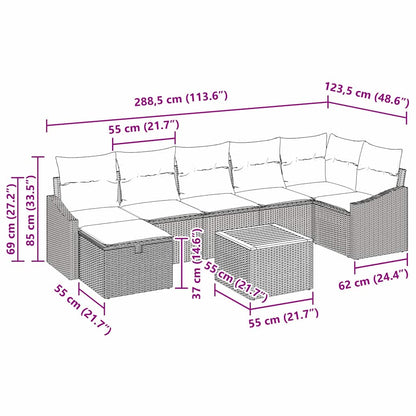 Gartensofa-set 8 stk. Schwarz Poly-Rattan