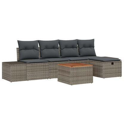 Gartensofa-set 6 stk. Grau Poly-Rattan