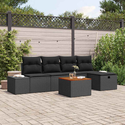 Gartensofa-set 6 stk. Schwarz Poly-Rattan