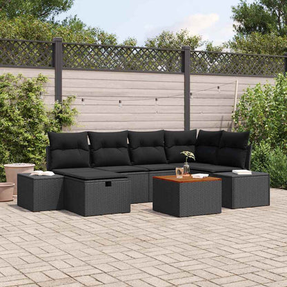 Gartensofa-set 7 stk. Schwarz Poly-Rattan