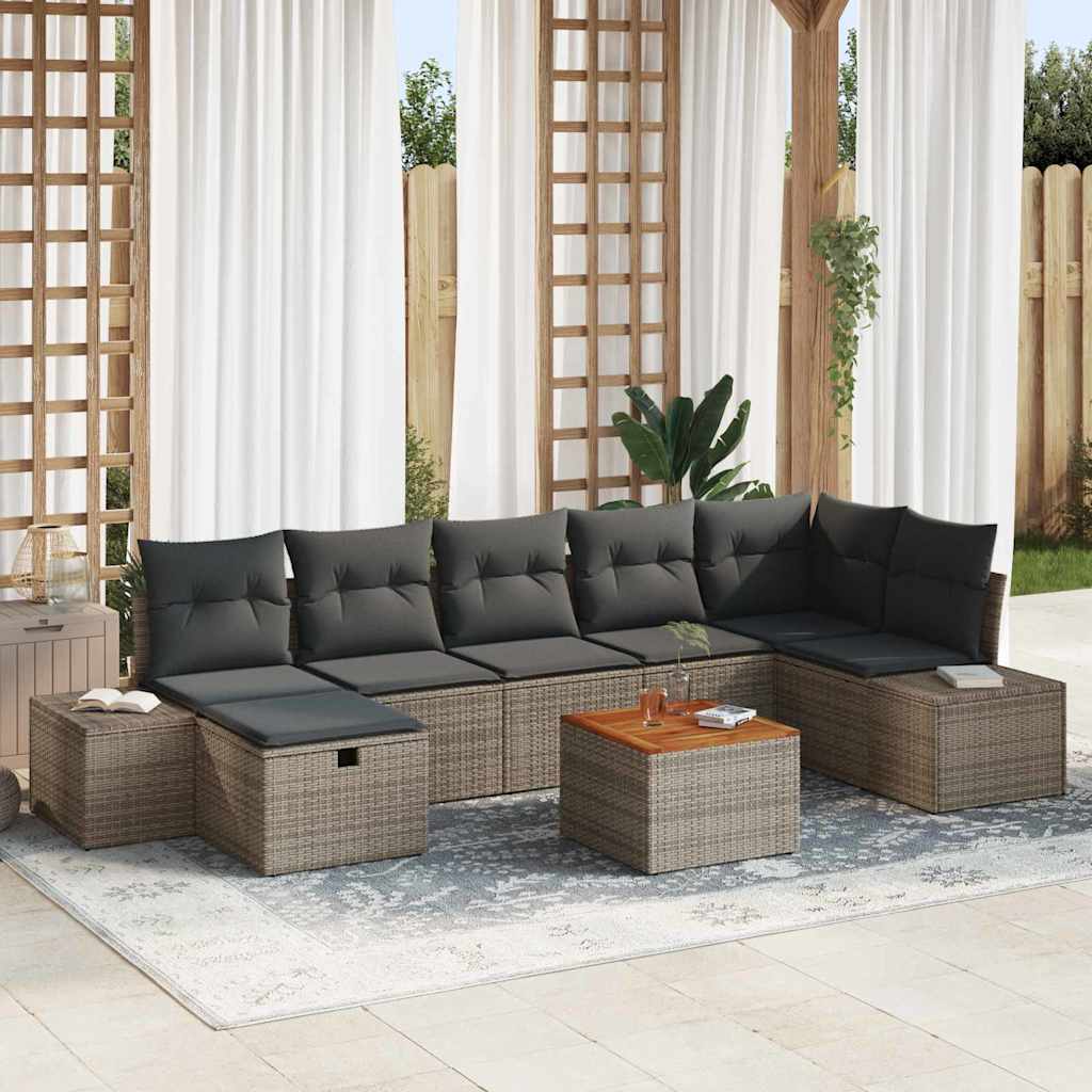 Gartensofa-set 8 stk. Grau Poly-Rattan