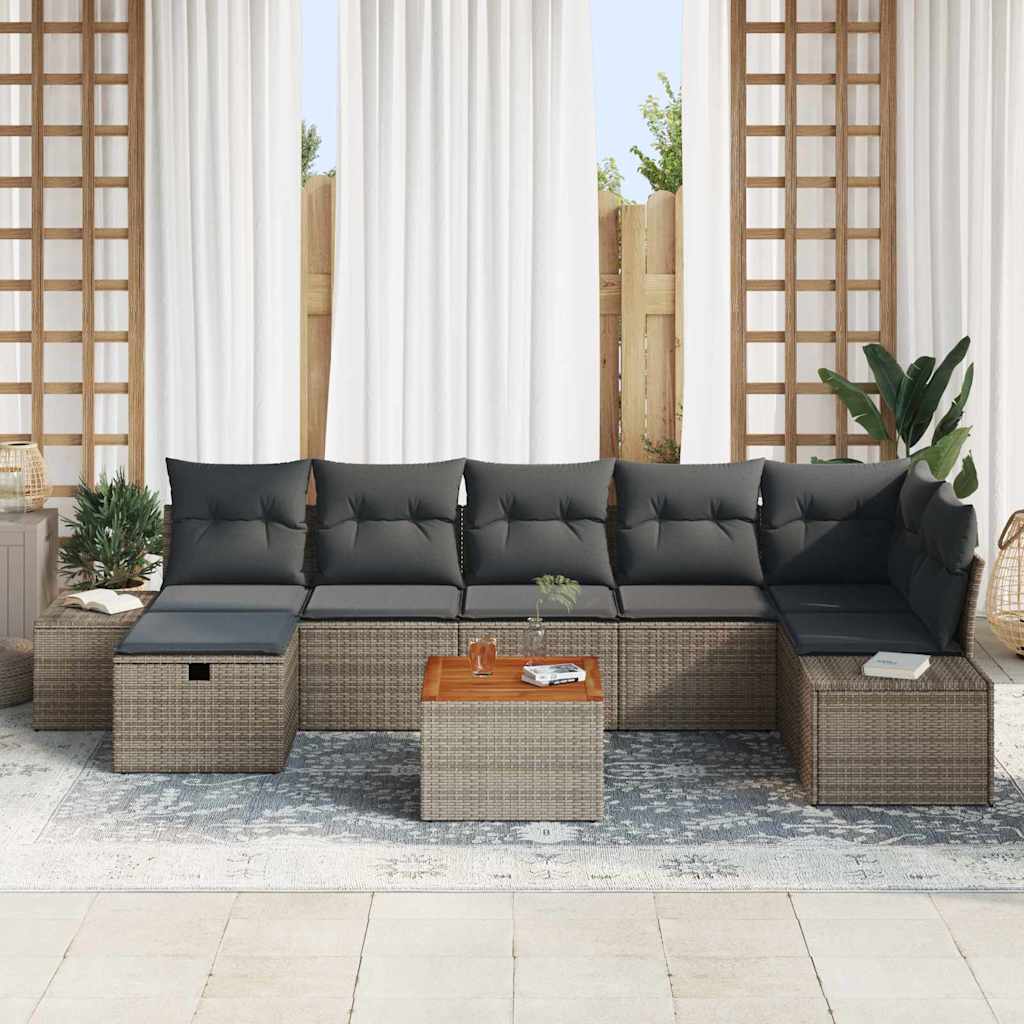 Gartensofa-set 8 stk. Grau Poly-Rattan