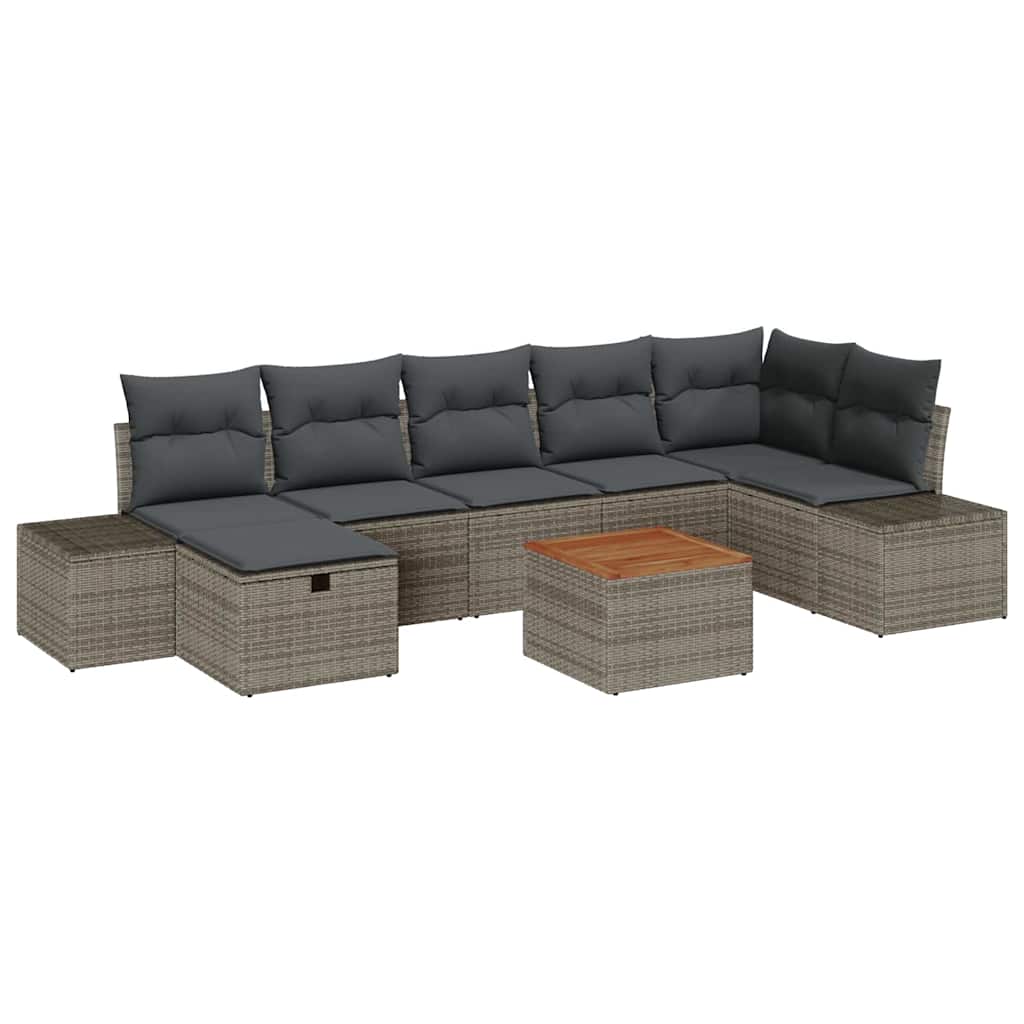 Gartensofa-set 8 stk. Grau Poly-Rattan