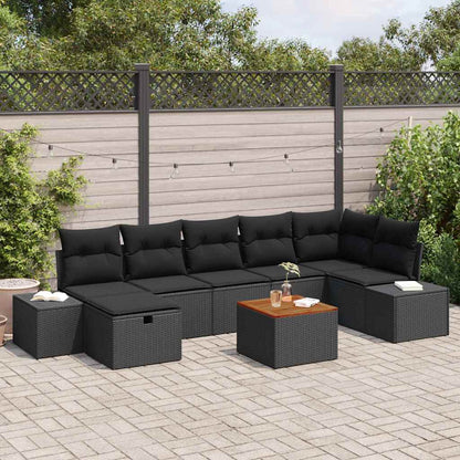 Gartensofa-set 8 stk. Schwarz Poly-Rattan