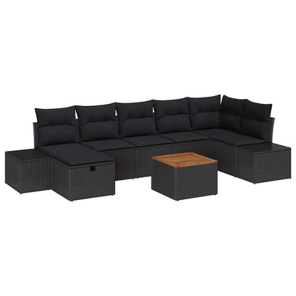 Gartensofa-set 8 stk. Schwarz Poly-Rattan