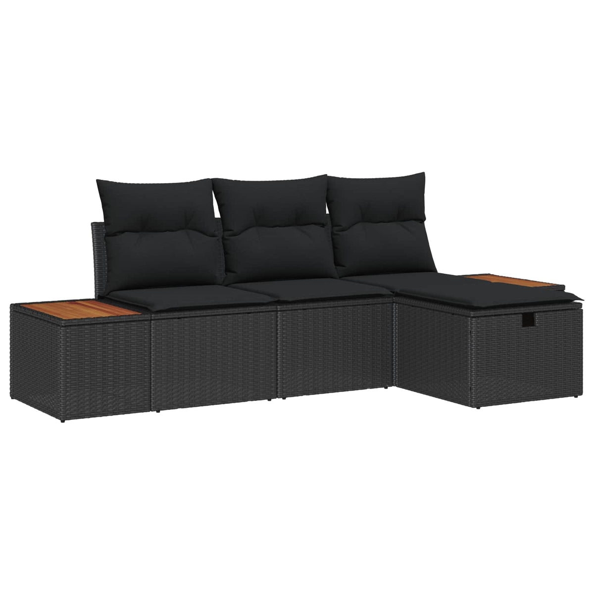 Gartensofa-set 4 stk. Schwarz Poly-Rattan