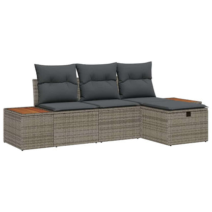 Gartensofa-set 4 stk. Grau Poly-Rattan