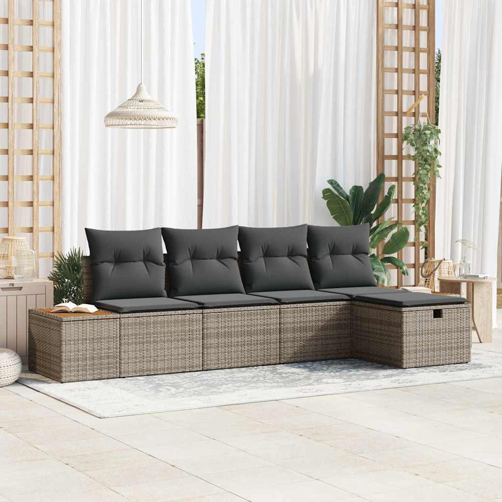 Gartensofa-set 5 stk. Grau Poly-Rattan