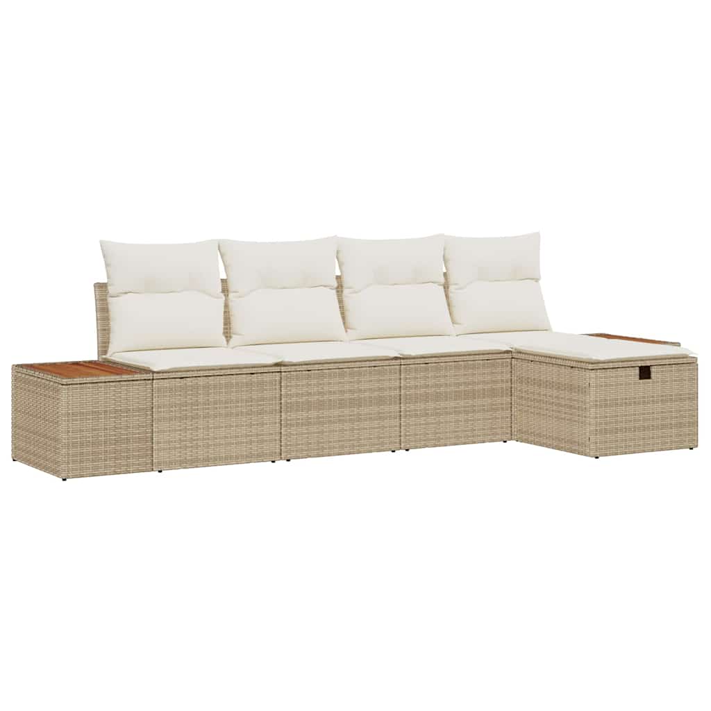 Gartensofa-set 5 stk. Beige Poly-Rattan