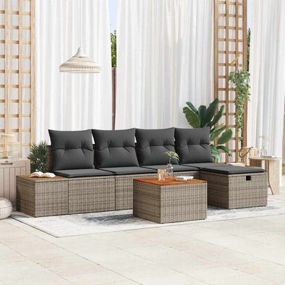 Gartensofa-set 6 stk. Grau Poly-Rattan